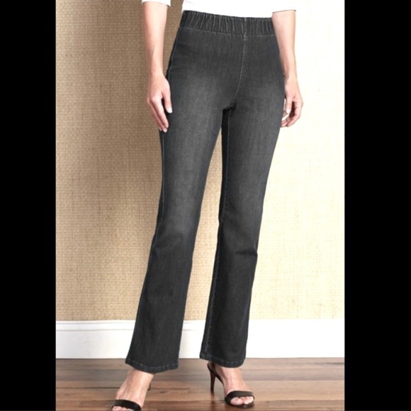 Soft Surroundings Size Large Pull On Bootcut Leggings Pants Stretch Cotton Blue - Picture 2 of 9